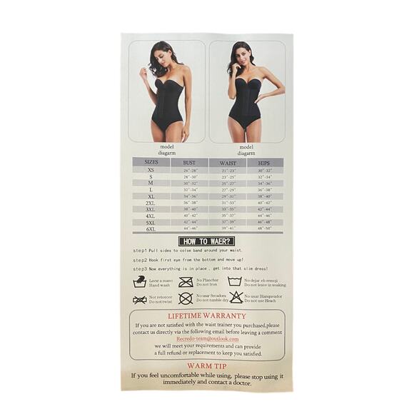 Corset Black 9 Steel Bone Waist Trainer Shapewear Size 2XL - Picture 4 of 5